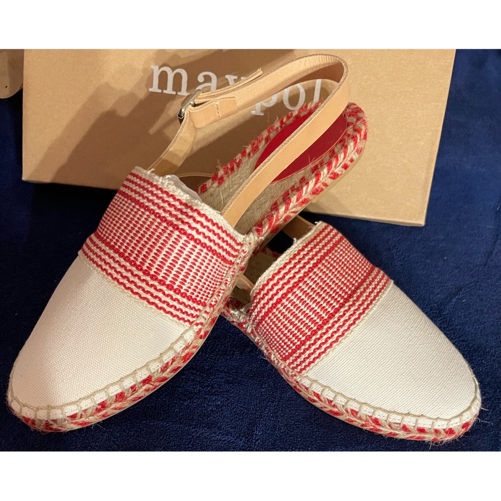 Anthropologie x Maypol Sonny Slingback Red and White Espadrilles NWT SZ 10 - Picture 9 of 16